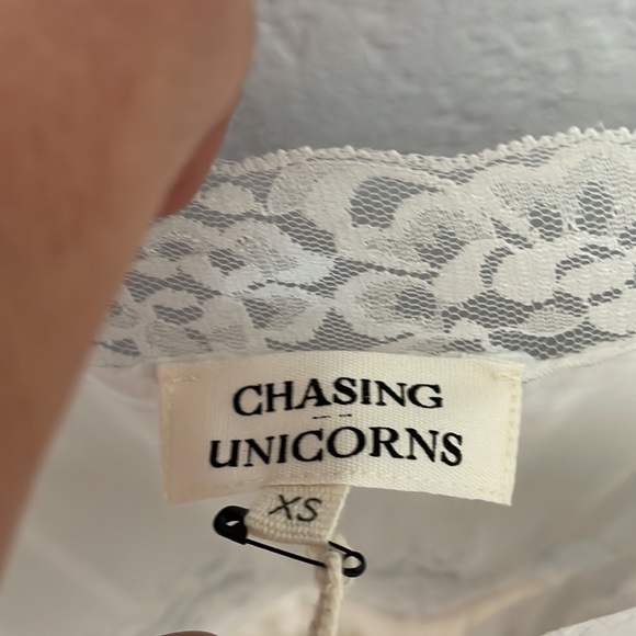 NWT Chasing Unicorns So Many Skies Silk/Cotton + Lace Midi Dress Sz XS 🌸 - Picture 12 of 13